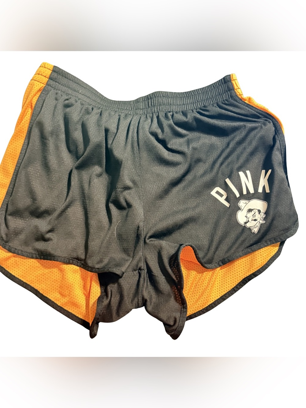 PINK Victoria's Secret Black Athletic Shorts with Orange Trim